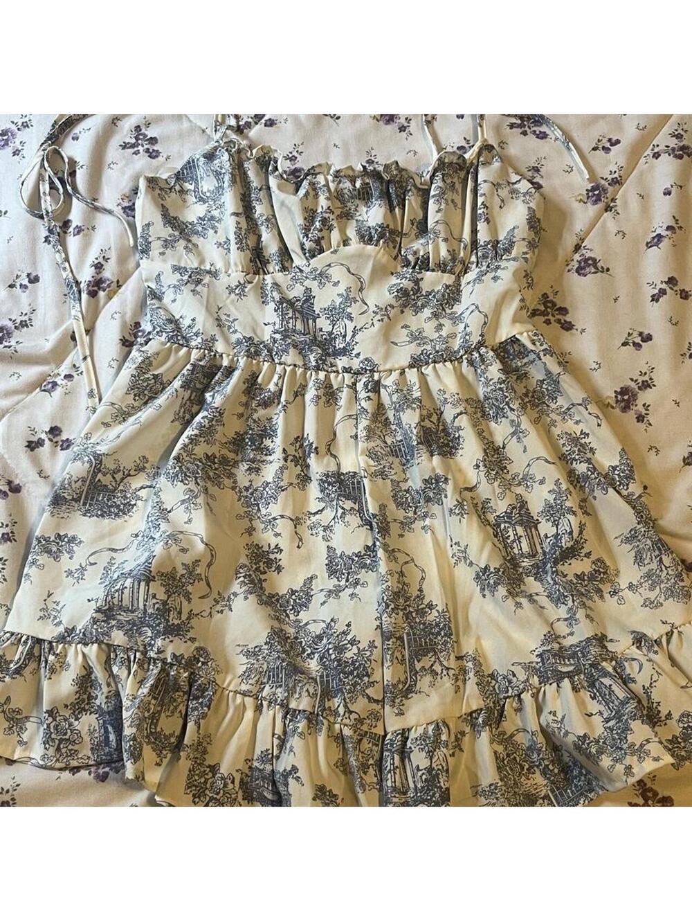 Toile De Jouy French Artsy Little Romper